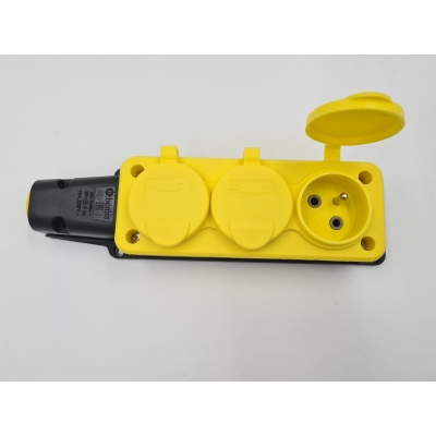 Rozgałęźnik trójnik gumowy listwa 230V IP54 żółty